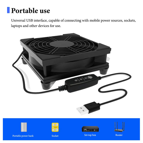 2pcs 5V USB 3-Speed Adjustable 12cm Mini Fans. Dedicated for Routers,Set-Top Boxes & Switches. Essential Home Cooling Tool.